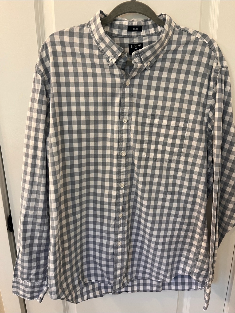 J. Crew Button-Down Gingham Shirt in Gray and White